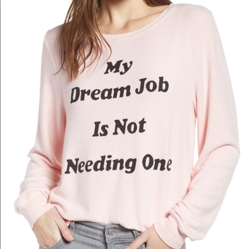 WILDFOX Dream Job sweatshirt soft comfy pink xs